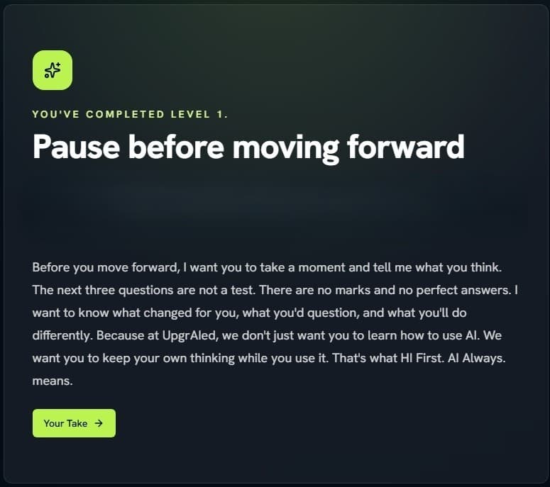 Your Take pause screen